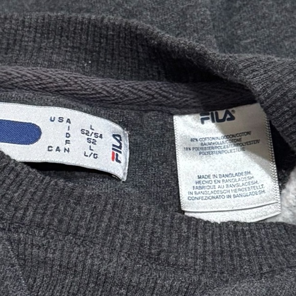 Fila Gray Fleece Crewneck Pullover Comfy Athletic Tennis Soccer Size L - Picture 5 of 7